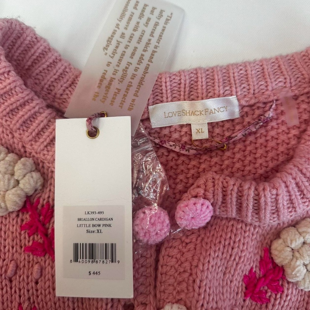 LoveShackFancy NWT Pink Floral Crochet Cardigan - Picture 7 of 8